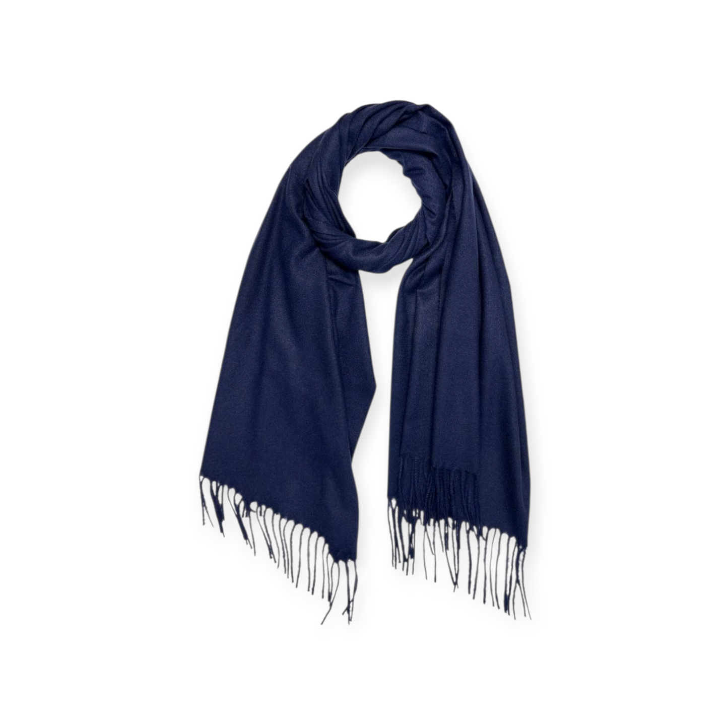 Plain Wool Mix Scarf In Navy