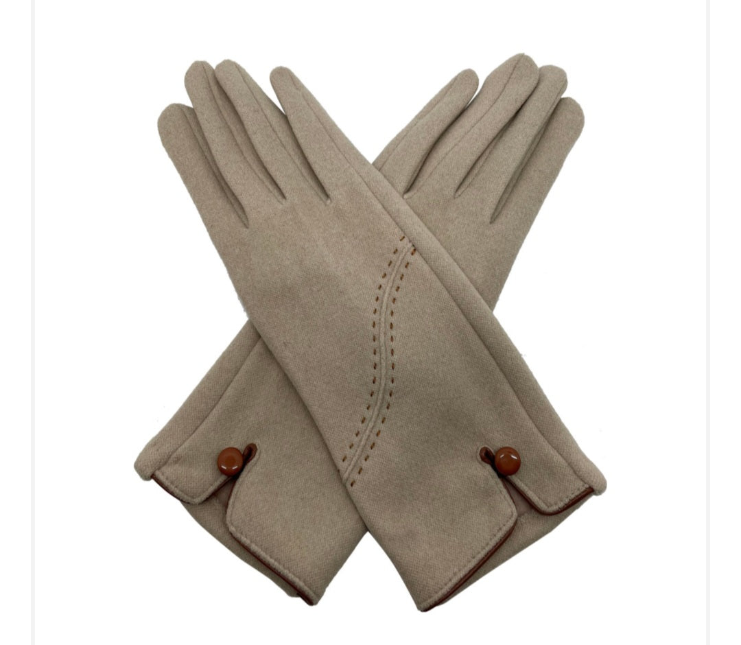 Stitch Detail Glove In Beige