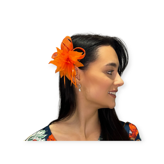Clip On Fascinator In Orange