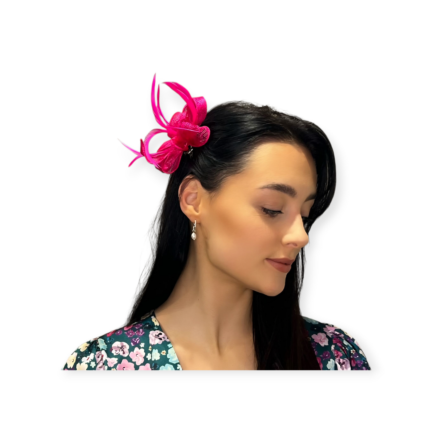 Clip On Fascinator In Fuchsia
