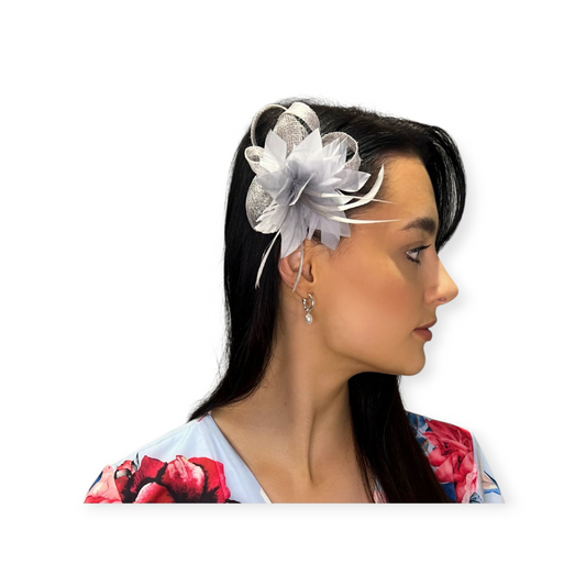 Clip On Fascinator In Silver