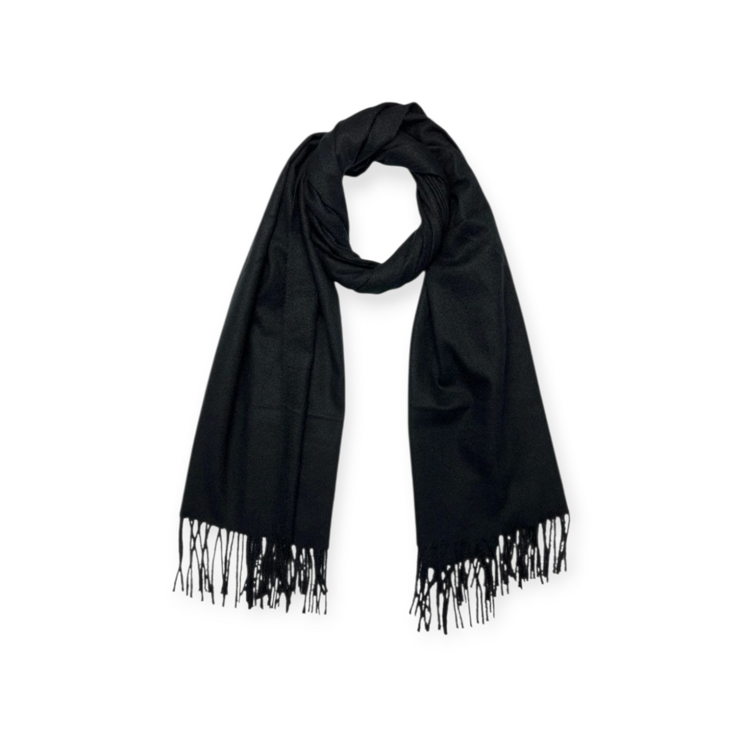 Plain Wool Mix Scarf In Black