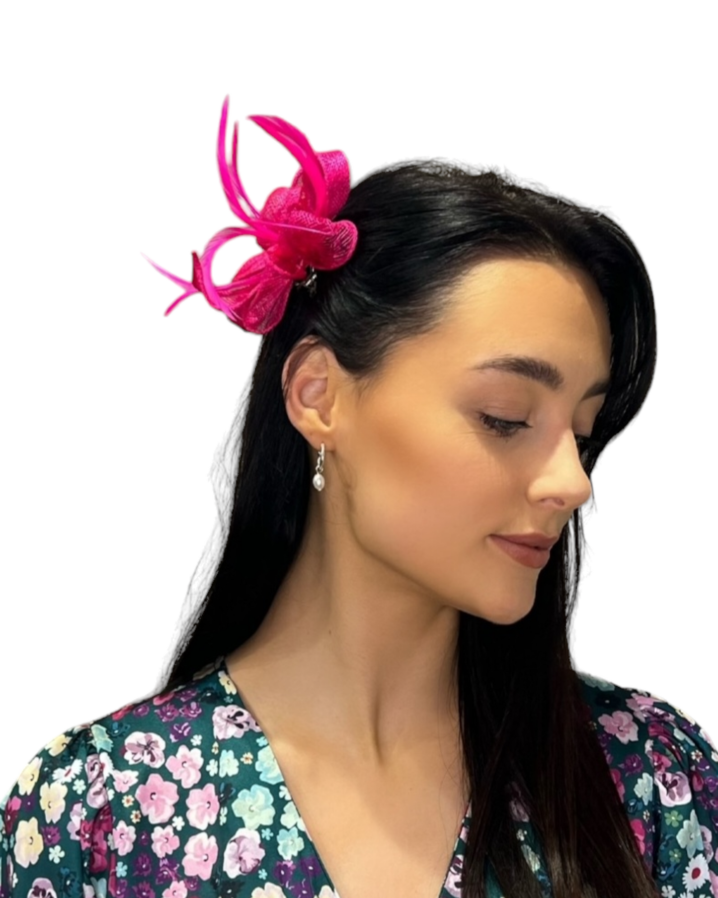 Clip On Fascinator In Fuchsia