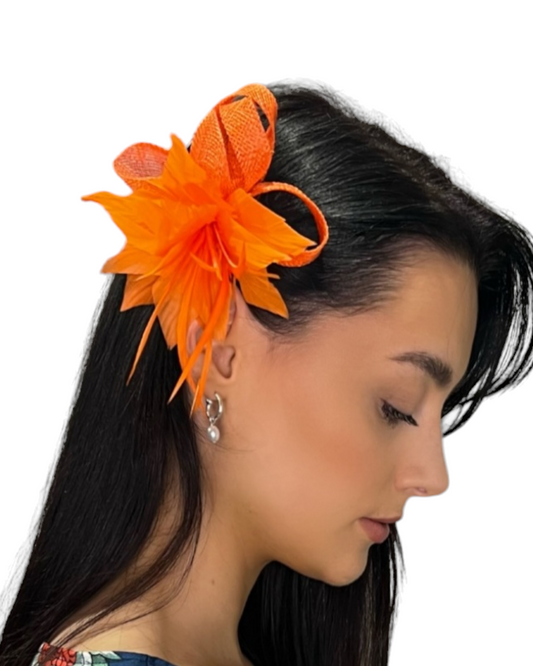 Clip On Fascinator In Orange