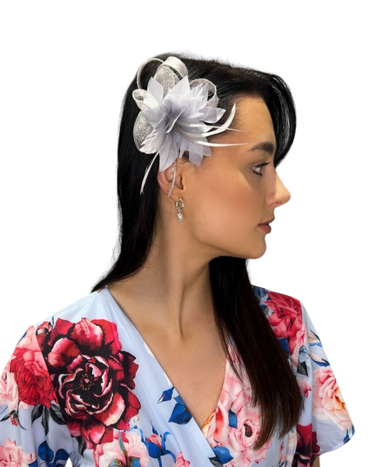 Clip On Fascinator In Silver