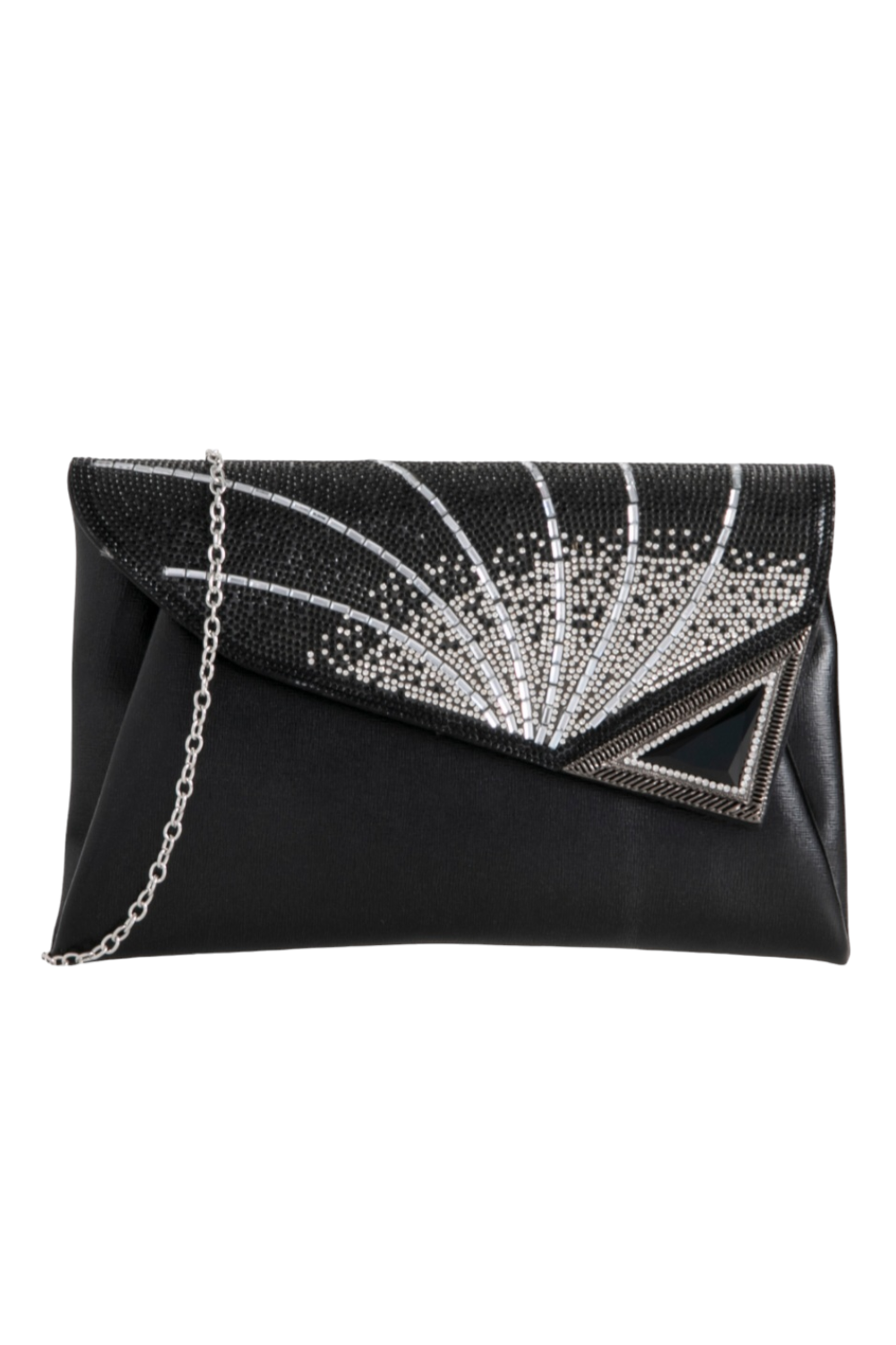 Diamante Envelope Clutch In Black