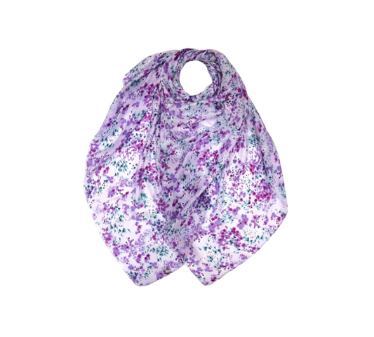 Mimosa Flower Print Scarf In Lilac