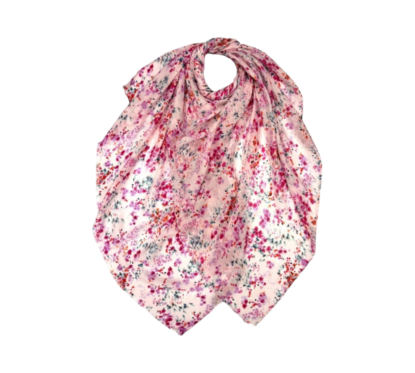 Mimosa Flower Print Scarf In Pink