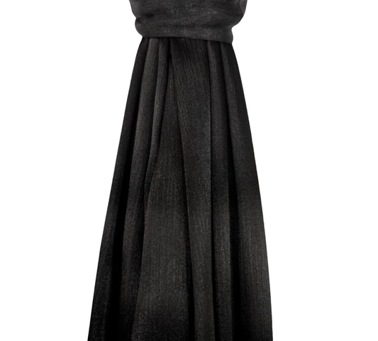 Satin Shimmer Ribbed Scarf In Black