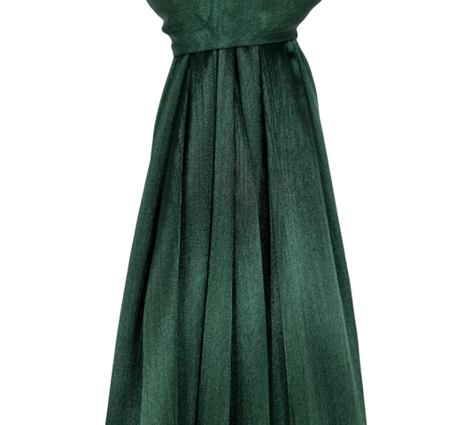 Satin Shimmer Ribbed Scarf In Dark Green