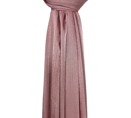 Satin Shimmer Ribbed Scarf In Blush Pink