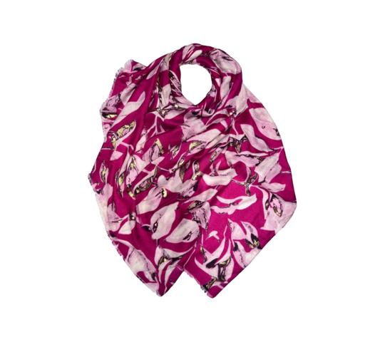 Winter Leaves Scarf In Pink