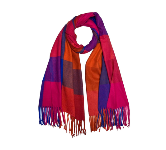 Classic Wool Mix Check Scarf In Vibrant Mix