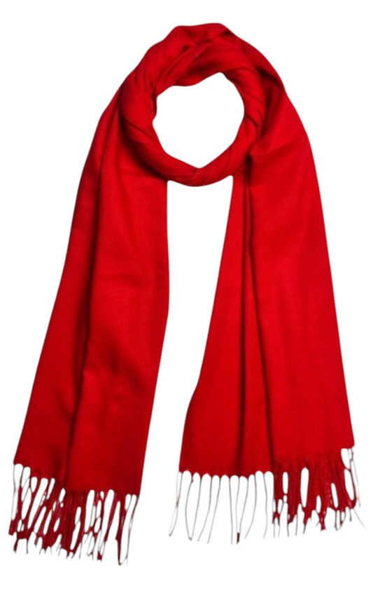 Plain Wool Mix Scarf In Red