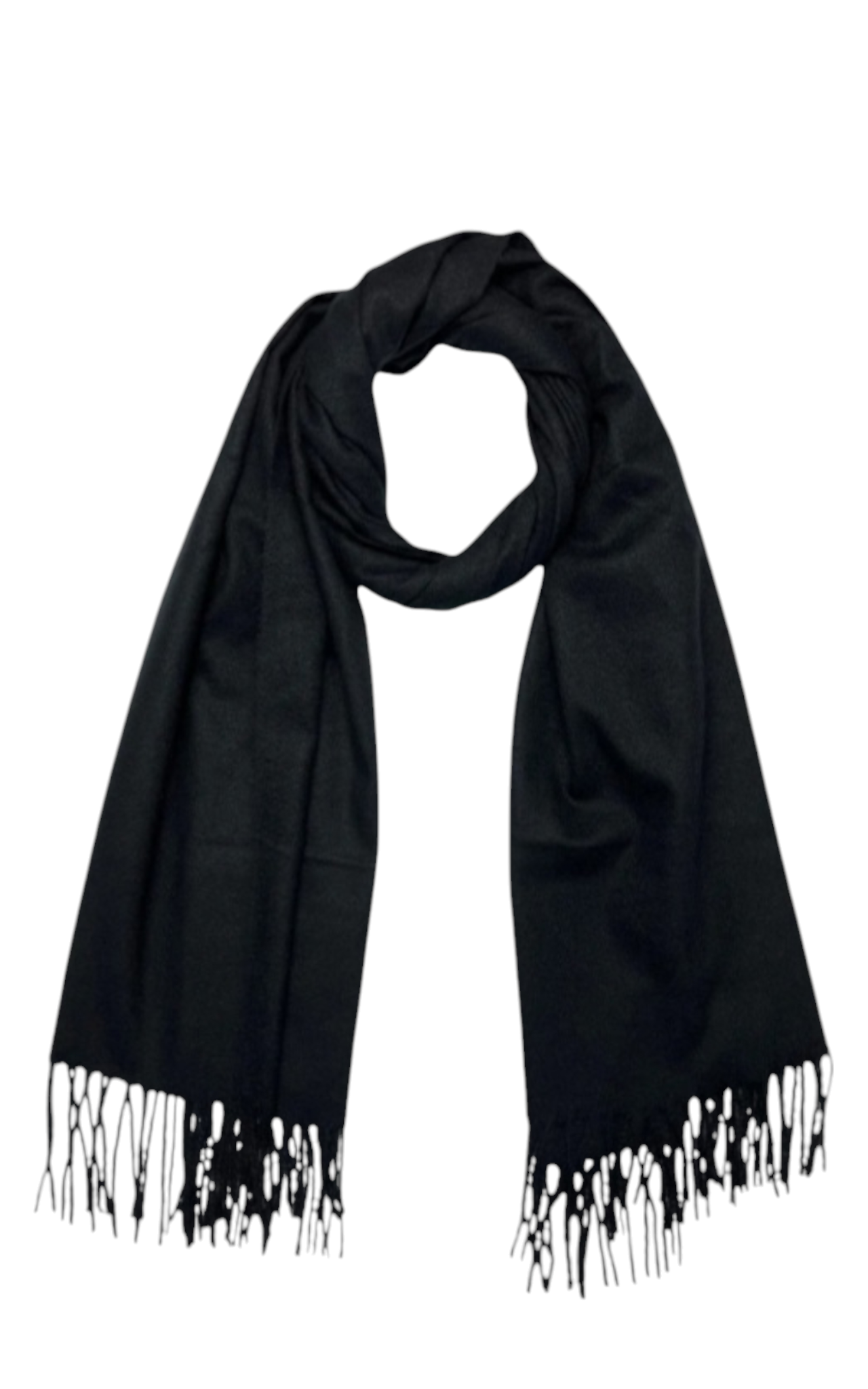 Plain Wool Mix Scarf In Black