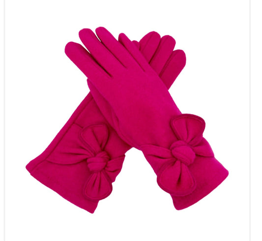 Bow Detail Glove In Fuchsia