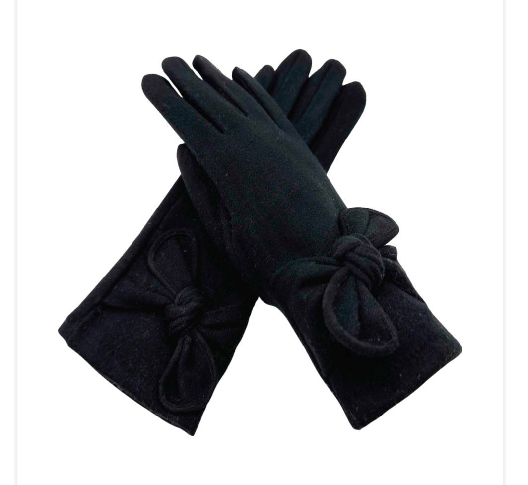 Bow Detail Glove In Black