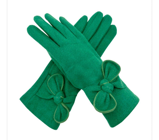 Bow Detail Glove In Green