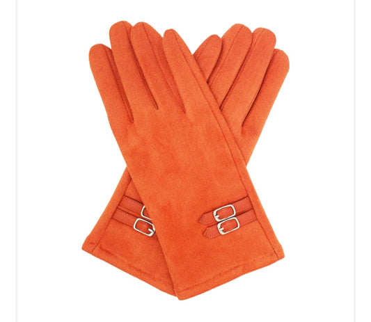 Buckle Detail Glove In Orange