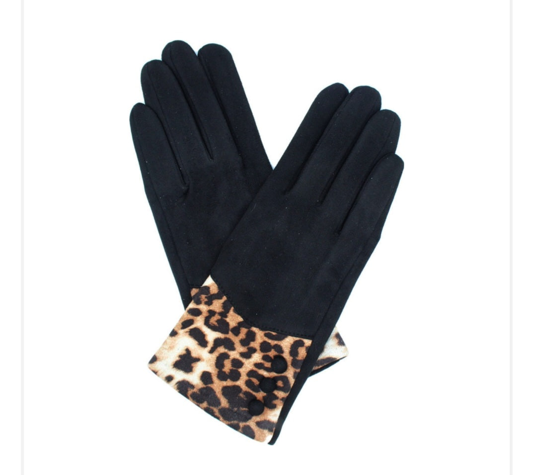 Animal Print Glove In Black