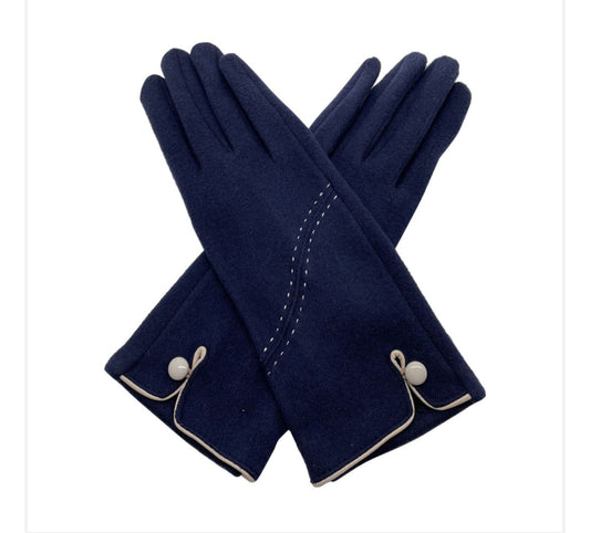 Stitch Detail Glove In Navy