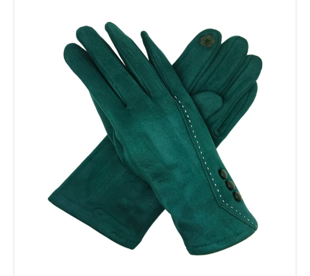 Button Detail Glove In Green