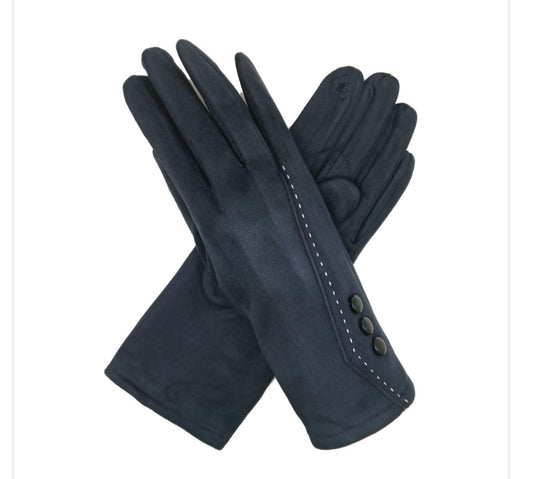 Button Detail Glove In Navy