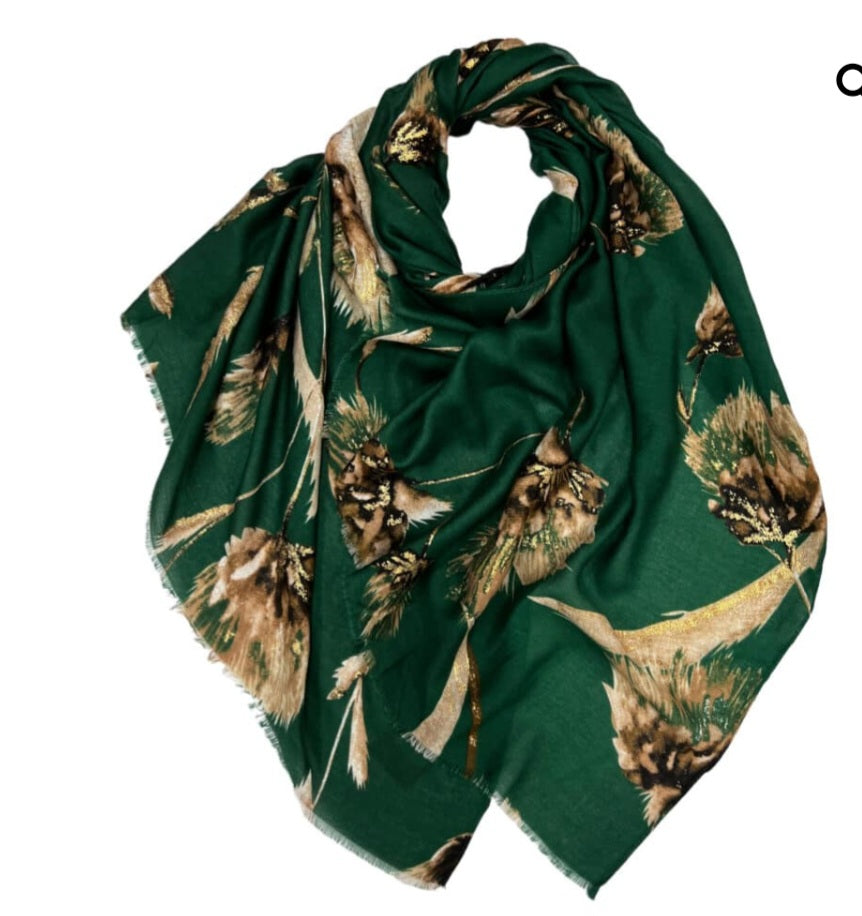 Dusty Miller Print Scarf In Green