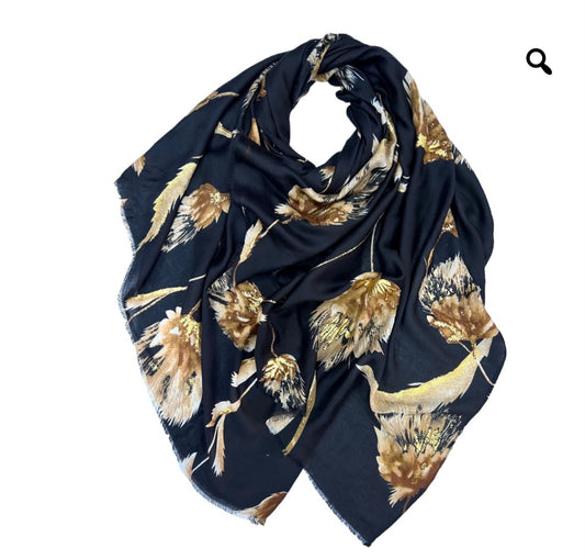 Dusty Miller Print Scarf In Black