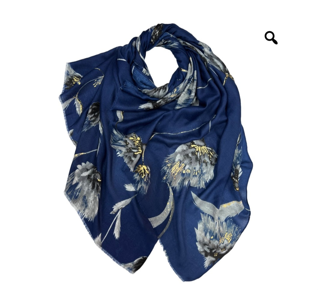 Dusty Miller Print Scarf In Navy