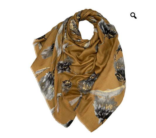 Dusty Miller Print Scarf In Mocca