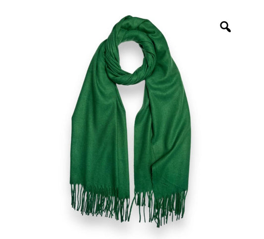 Plain Wool Mix Scarf In Green